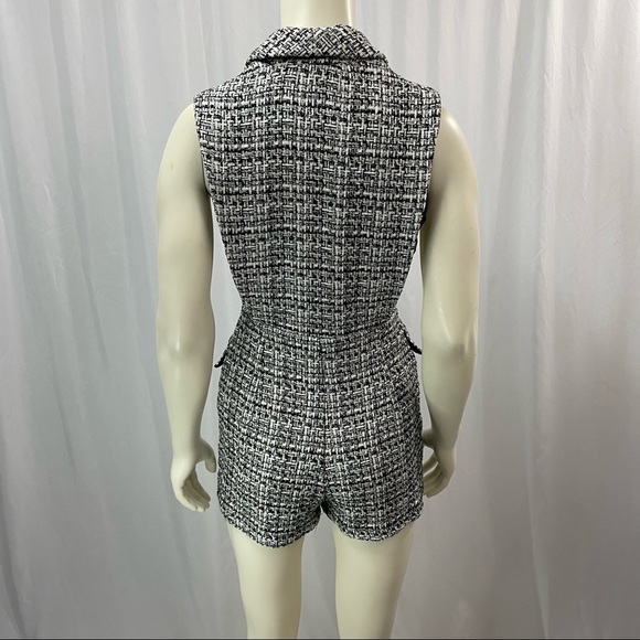 ZARA Black and White Tweed Romper, Size XS - Picture 3 of 11